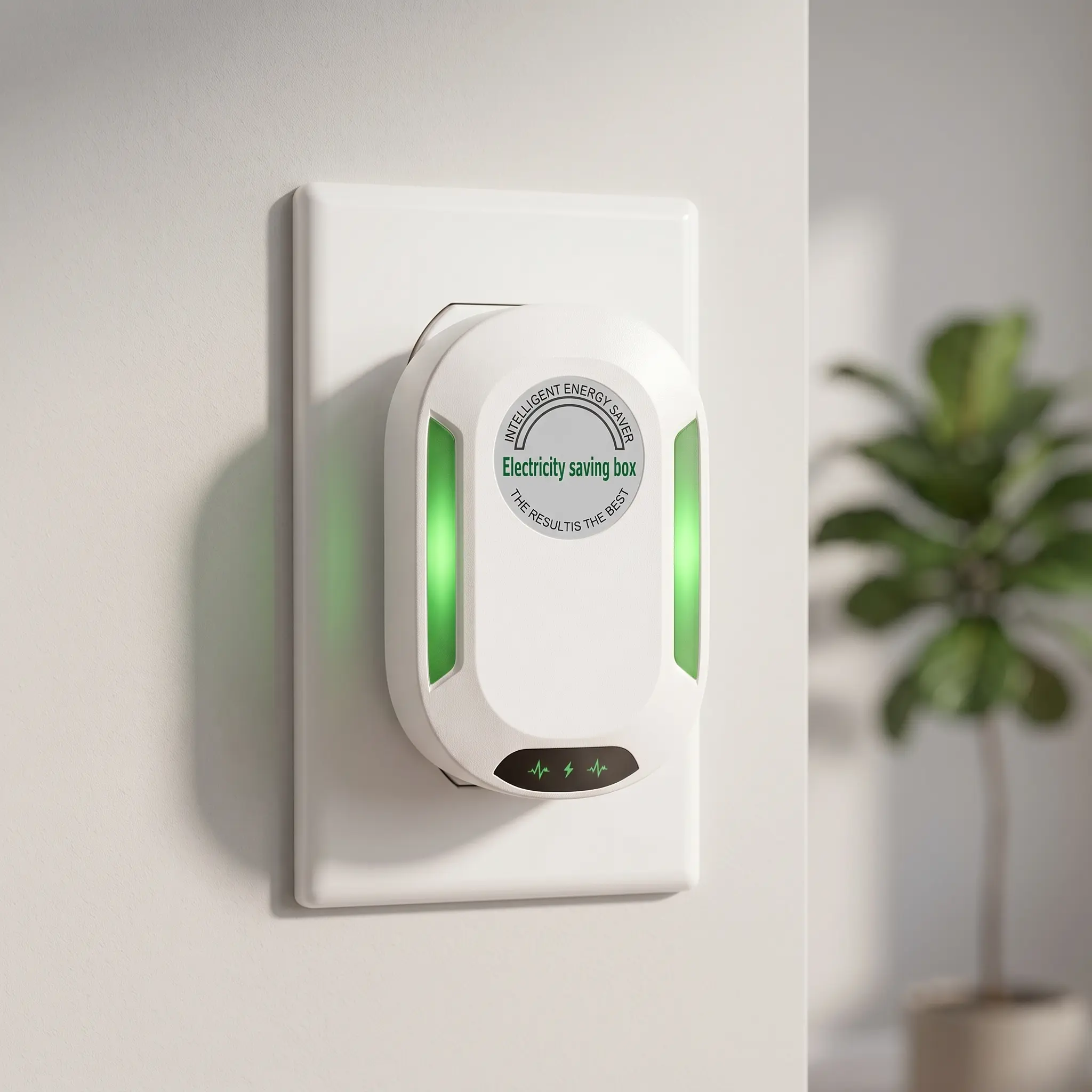 【SummerWins】Plug-in Intelligent Household Energy Saving Box, LED Indicator Power Optimizer Device, Compact Wall Plug Power Stabilizer for Home Apartment Office Indoor Use