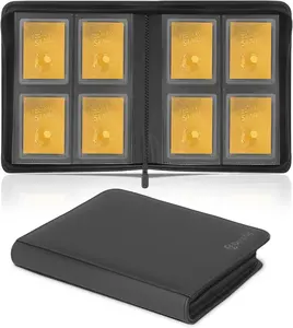 Premium 128-Toploader Zipper Binder – 4-Pocket Ringless Side-Loading Card Album for Sports & Trading Cards (Black)