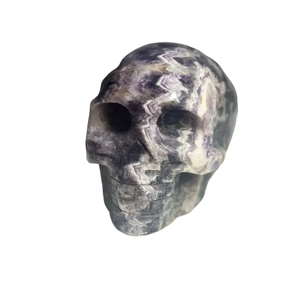 Unique Chevron-Dream Amethyst Crystal Skull