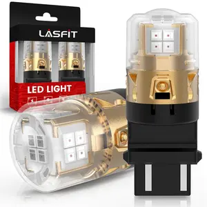 Lasfit Upgraded L2 Series LED Brake Tail Stop Parking Light Bulbs (2 Pack) - 3157, 3156, 3057, 4157 Sizes, Brilliant Red, 800 lm/bulb, Aluminum Alloy, High Brightness, Plug-N-Play (Not for Trucks)