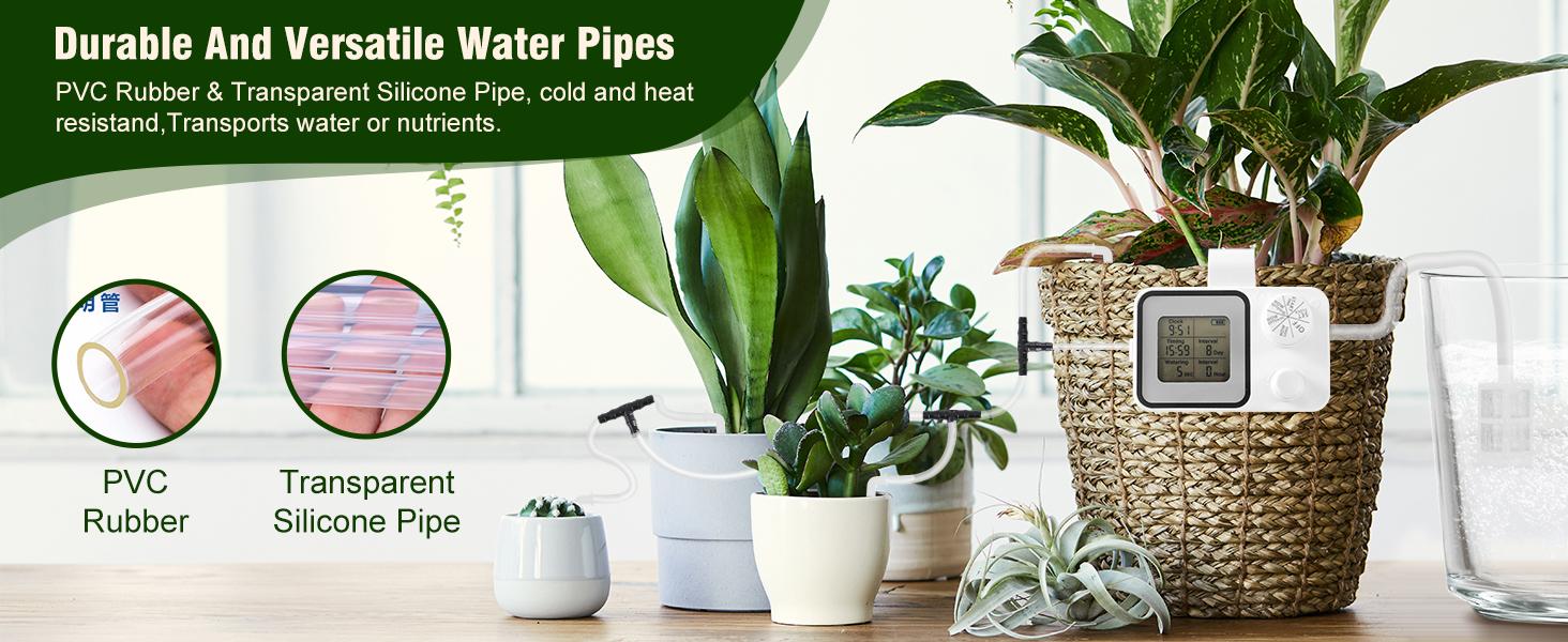 Automatic drip irrigation kit, ennvaofficial 15-pot indoor potted plant support system, automatic indoor plant watering system, equipped with a digital programmable watering timer