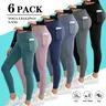 Women's High-Waisted Tight Yoga Pants - 4-6-8-Piece Women's Clothes Pants with Hands-Free Pockets, All-Season Sports & Outdoor Activewear for Fitness, Travel, Camping