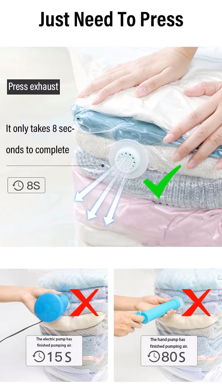 Thickened No-Pump 3D Automatic Vacuum Compression Fabric Storage Bag for Clothes Quilts Duvets Jackets