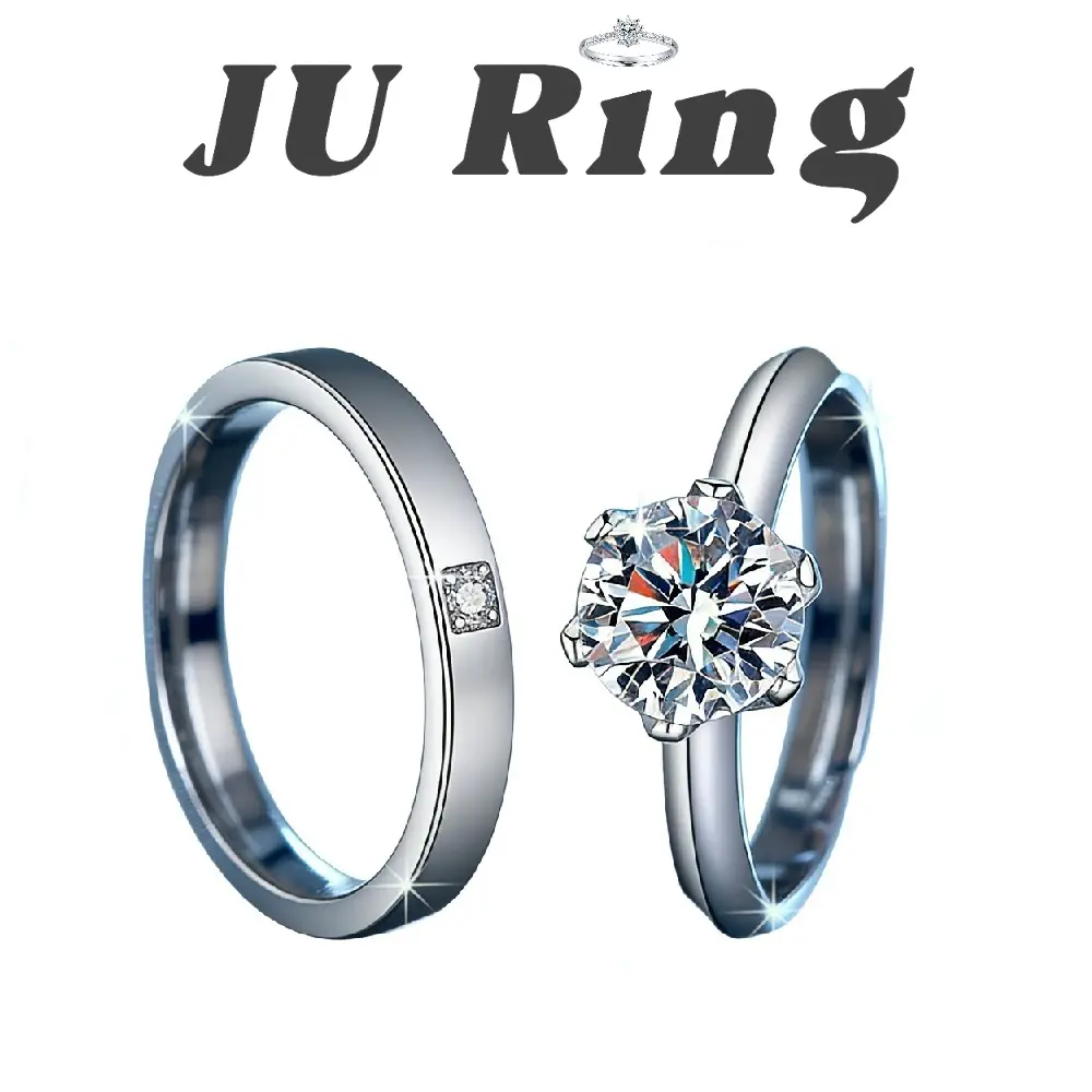 #102 (Light&Vow) S925 Sterling Silver Lab-Created Moissanite Adjustable Couple Promise Ring