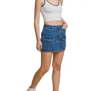 Denim cargo skirt