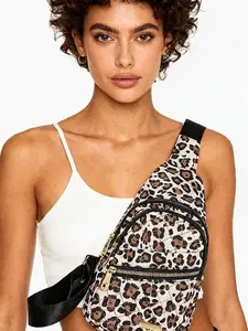 Women's Large Capacity Chest Bag, Vintage Leopard Print, Multi-Layer Crossbody Phone Bag, Sports Fitness Shopping Casual Shoulder Bag, Zipper Fanny Pack