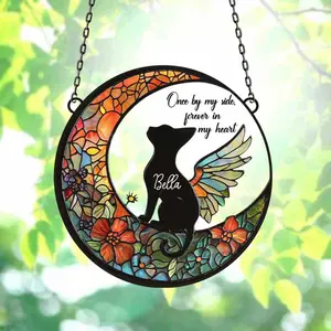 Personalized Cat Memorial Suncatcher Acrylic Window Hanging, Cat Window Hanging Home Decor 6'', Gift for Cat Lover