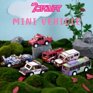 （7 sets）7 Craft Mini Vehicle 3D Wooden Puzzle Fire Truck Bus Ambulance Handicraft Toy for Children Brain Teaser Assembly Kit Eco Friendly High Quality Wood DIY