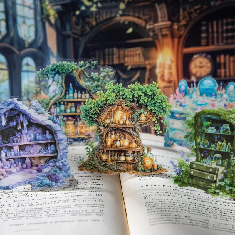 10 Sheets of Magical Scene Stickers Pack, Scrapbook Stickers, PET Material Magical Cabinet Decorative Stickers, Creative Wall Art for Kids' Rooms, Aesthetic Stickers, Stickers For Scrapbooking