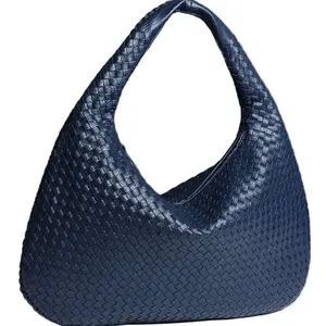 Woven Hobo Shoulder Bag- Navy