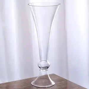 4-Pack Glass Trumpet Vases Crystal Ball Design 18" Clear - Decorative Floral Centerpieces for Weddings
