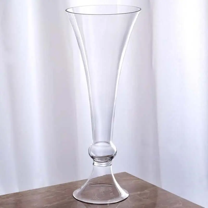 4-Pack Glass Trumpet Vases Crystal Ball Design 18" Clear - Decorative Floral Centerpieces for Weddings