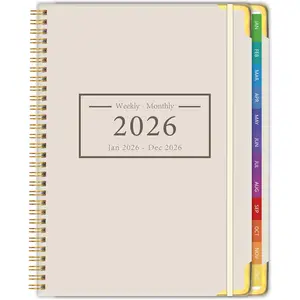 Planner -2026, Hardcover Weekly & Monthly Calendar Planner, January 2026 - December 2026, 6" x 8", Daily Agenda Book with Colorful Tabs, College Organizer Notebook, School & Work Supplies for Student Teacher Classroom