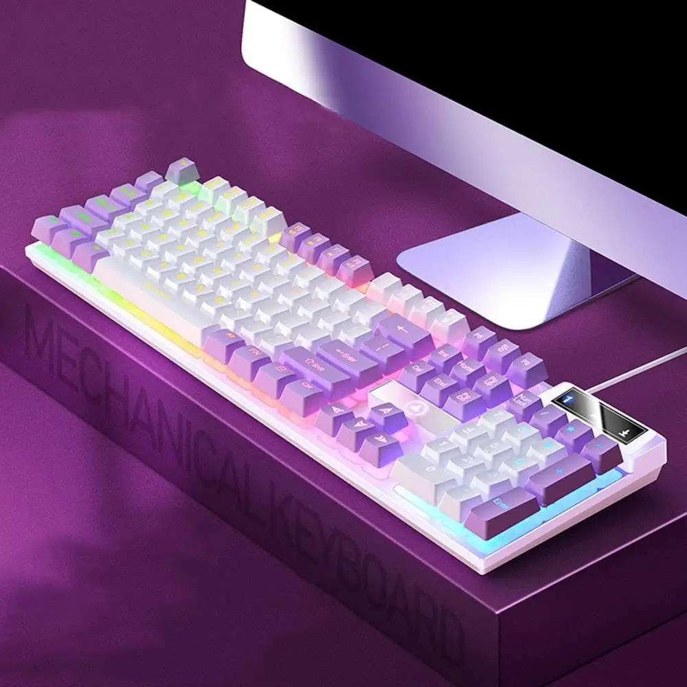 EBOW 104-Key RGB Gaming Keyboard - Ergonomic Detachable Pad, Blue/Brown/Red Switches, N-Key Rollover Anti-Ghosting Matrix, USB Wired Backlit, Durable PC Accessory for PC, PS5, Mother's Day Gift