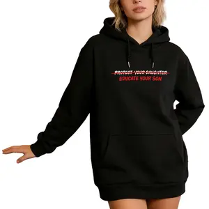 Protect & Educate Feminist Hoodie – Women Empowerment Long Sleeve Shirt with Equality Print