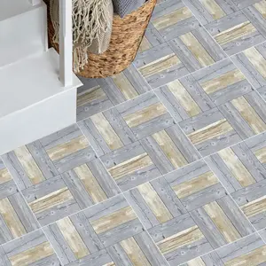 Self-Adhesive Vinyl Floor Tiles, 10pcs 20x20cm Retro Cobblestone Style, Easy Peel & Stick, Durable for Bathroom Kitchen Bedroom Living Room Decor