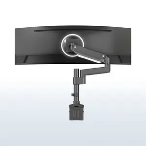 Pneumatic Arm Single Ultrawide Monitor Desk Mount with USB Ports - Up to 49" Screens