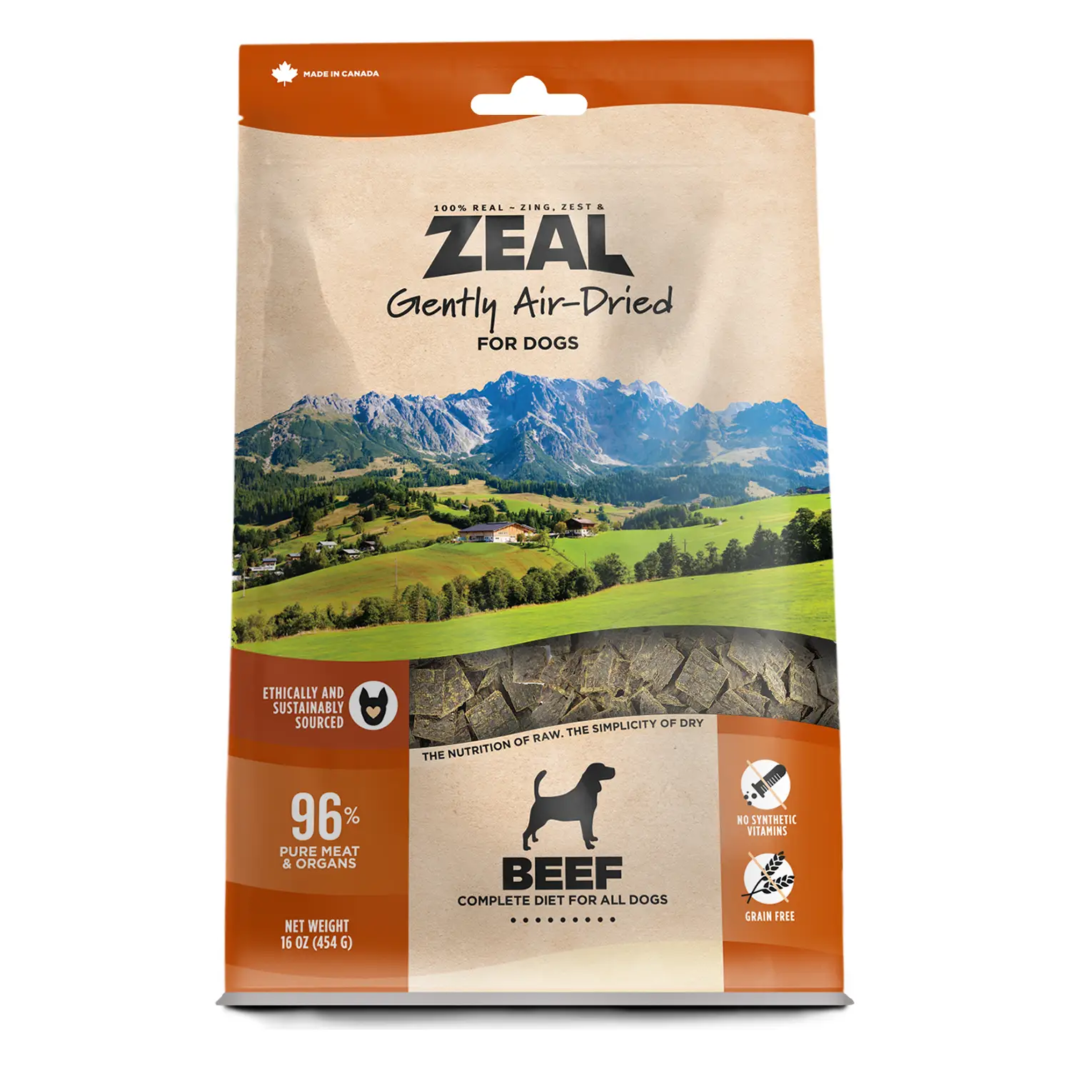 ZEAL Natural Air-Dried Dog Food for All Ages | 96% High Meat Content|Balanced Nutrition | Superfood Infused | 4 Flavors Optional | 1LB/2.2LBS
