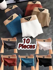 Men's Ice Silk Underwear Set, Casual Style, Skin-Friendly Breathable Waistband, Youth & Adult Home Leisure Sports Daily Wear