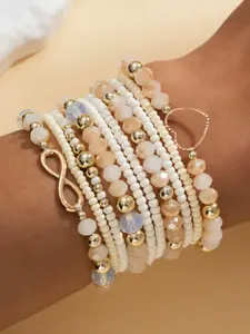 Elegant Heart Infinity Crystal Bead Stretch Bracelet Set for Women, Fashionable Multi-Piece Jewelry, Stylish and Comfortable Accessory