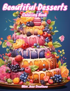Beautiful Desserts Coloring Book: Yummy Cakes, Cookies and Other Sweet Treats for Adults and Teens, Paperback