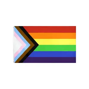 Progress Pride Flag 3x5 Fts - LGBT Community Support Gay Pride Rainbow Banner Decoration Ornaments