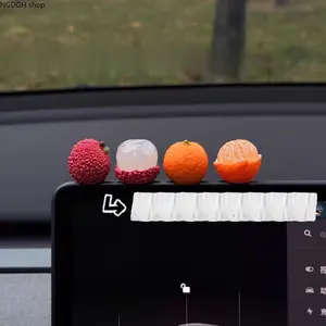 Cute Fruit Car Dashboard Ornaments, 4-Piece Tangerine & Lychee Set, Realistic Mini Fruit Figurines, Non-Slip Base, Perfect for Decorating Your Car, Desk & Adding Sweet Vibe