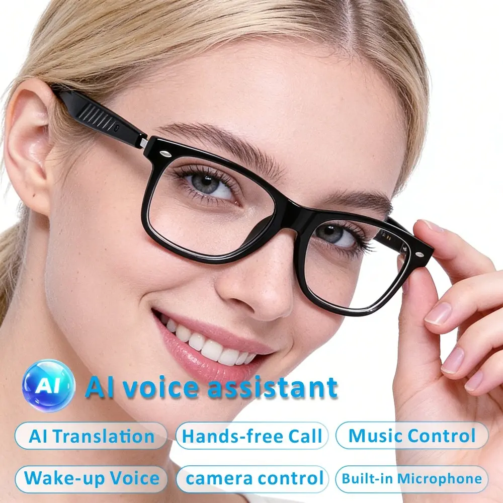 Senbono Wearable AI Smart Glasses with Bluetooth-compatible Compatible Headphones, Durable Electronic Audio Eyewear for Music and Calls, Creative Sports Earbuds, Smart Wireless Glasses