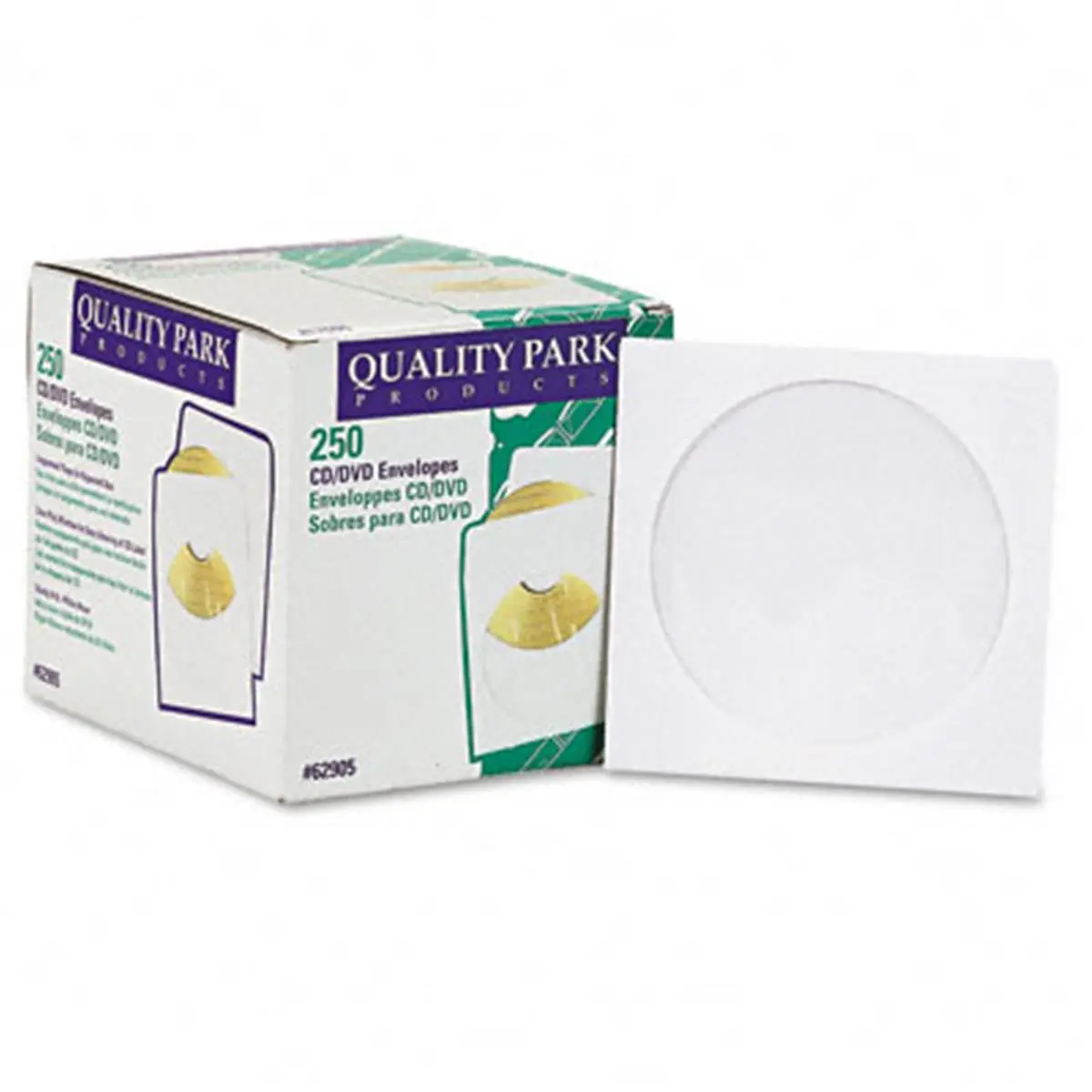 Quality Park Static Guard CD/DVD Sleeves, White, 250 per Box