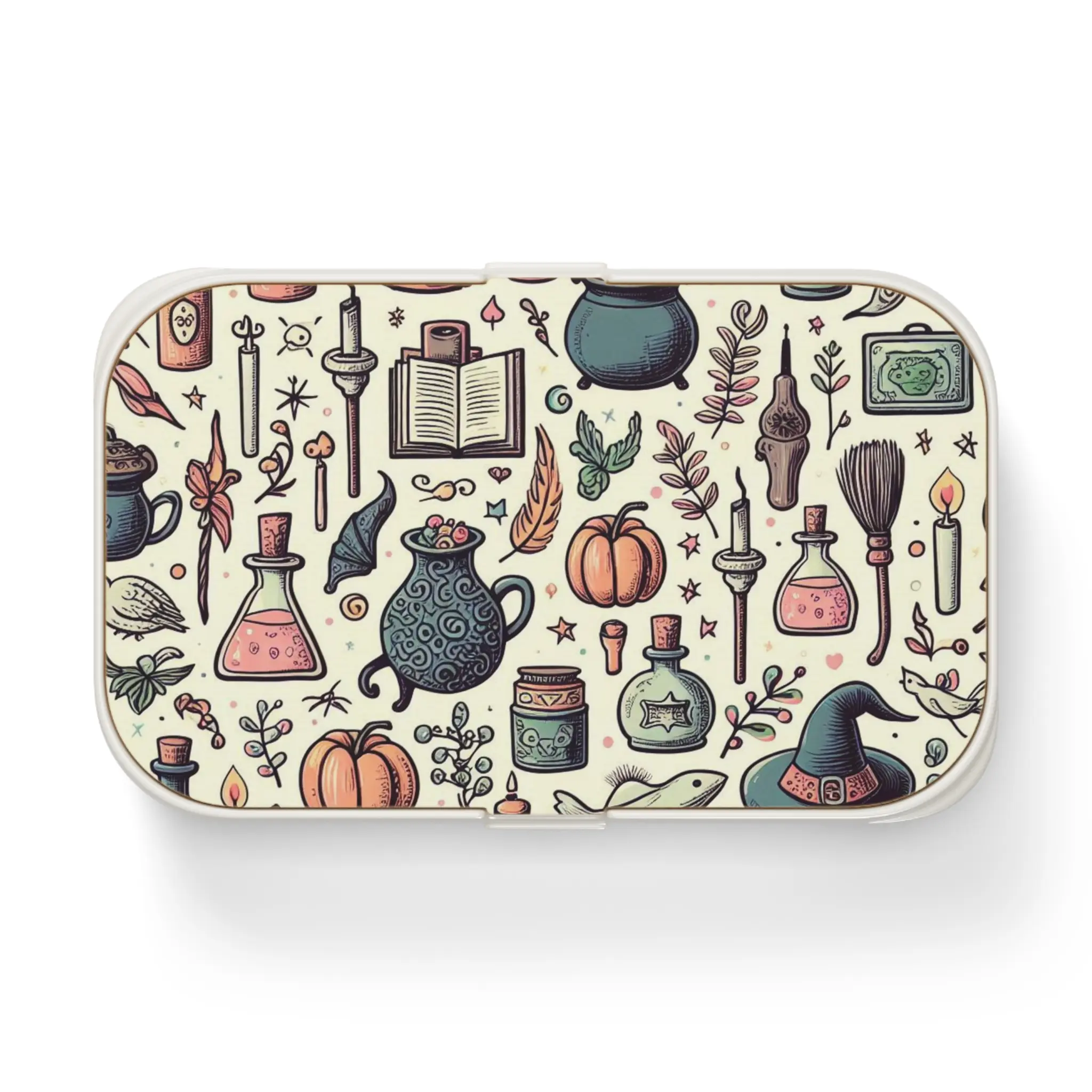 Bento Lunch Box, Witch's Apothecary Pattern, Gift for Witches, Herb Potions Spells Magic, Occult Kitchen Storage, Halloween Lunch Container, Lid Tableware Dish One Size