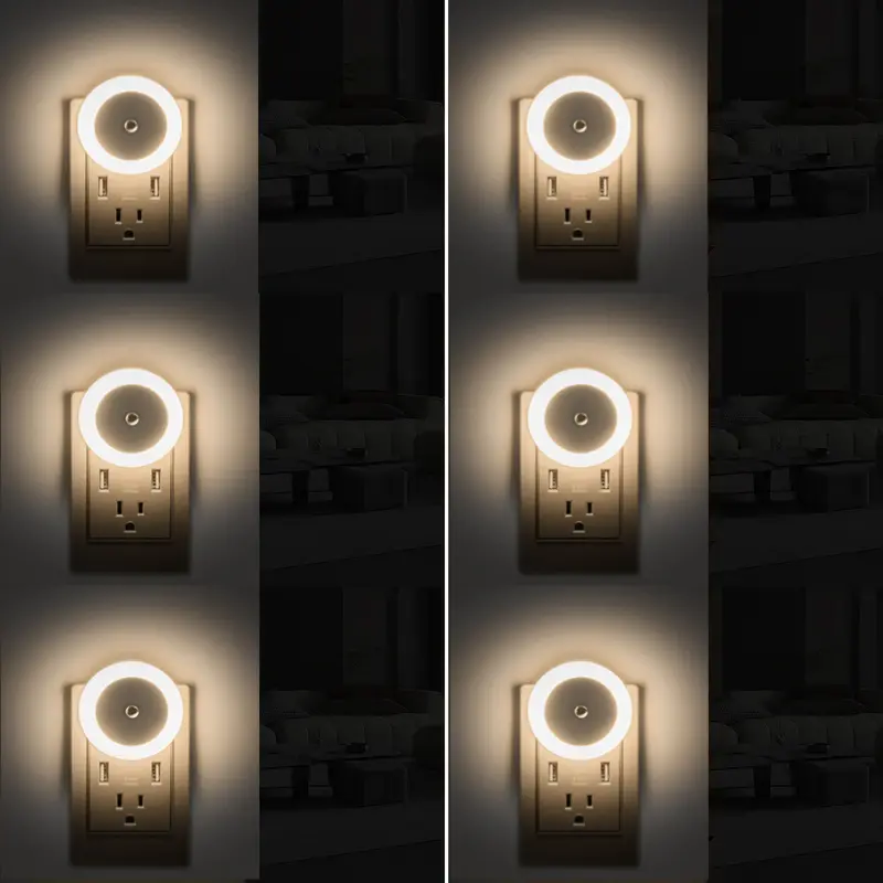Night Light, Night Lights Plug into Wall 6-Pack, Plug in Night Light, Dusk to Dawn Nightlight Led Night Lights for Bedroom, Bathroom, Hallway Warm White Home Lighting SpringStatements