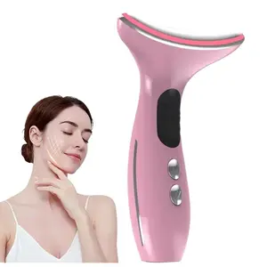 face massage tool Face & Neck Skin Care Beauty Meter, Rechargeable Vibrating Heating Massager, Home Neck Skin Care Gift for Women White Facial Comfort LED Color Multifunctional afeitadora portátil Vibration Machines