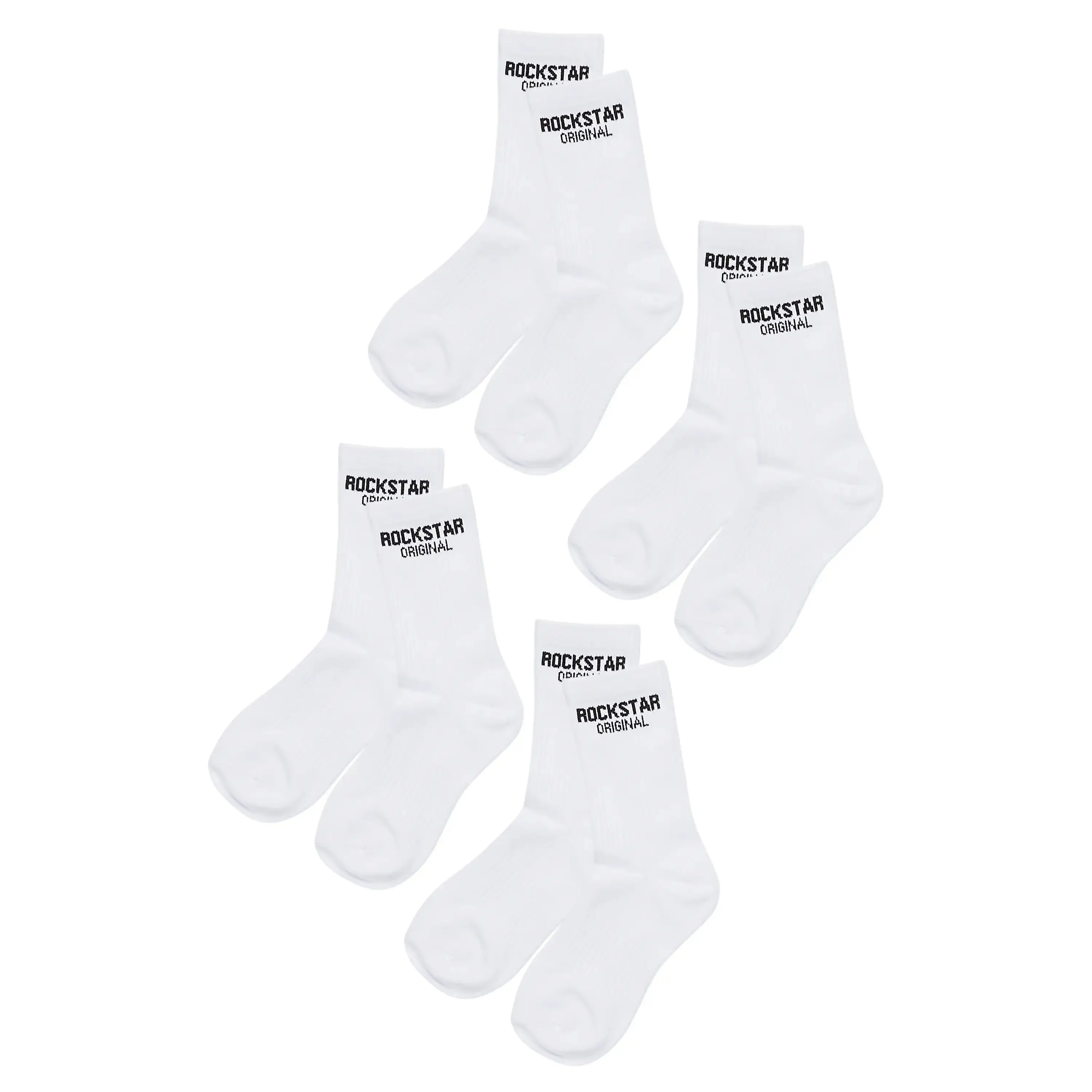 Womens Rockstar Dist White Basic Socks 4 Pack Womens Rockstar Dist White Basic Socks 4 Pack