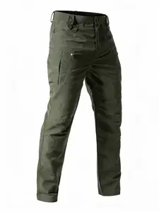 Men's Multifunctional Tactical Work Pants, Durable Non-Elastic Fabric, Zip Pockets, Casual Fitted Pockets, Ideal for Hiking and Casual Wear, No Belt Included