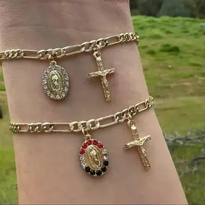14K gold-plated vintage personalized simple Virgin Mary pendant bracelet religious jewelry