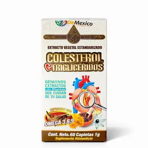 Cholesterol & Triglycerides Herbal Supplement with Omega 3-6-9 | Plant Extract Formula | 60 Caplets | Heart Health Support