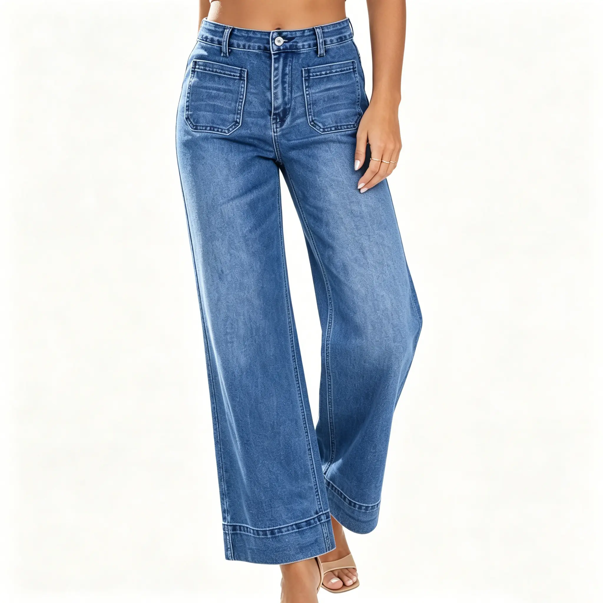 Women's High-Rise Tummy Control Bootcut Jeans - Comfortable, Stylish Womenswear Bottoms cropped jean