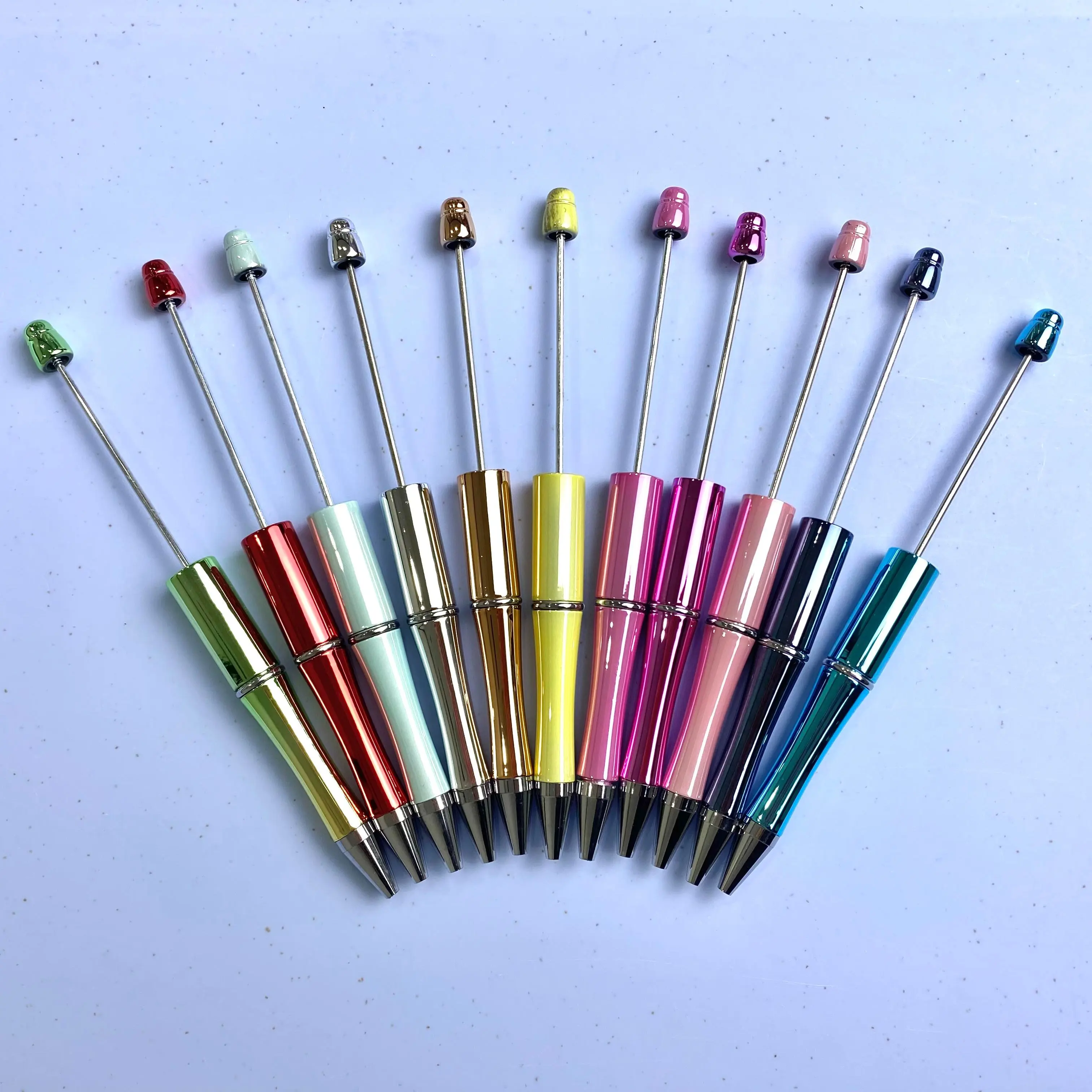 Kingward 9pcs Beadable Electroplating Bling Pens - Beaded Pens Set for Students and Writers, Ideal for DIY Projects, Aesthetic Pens, Electroplating Beadable Pens