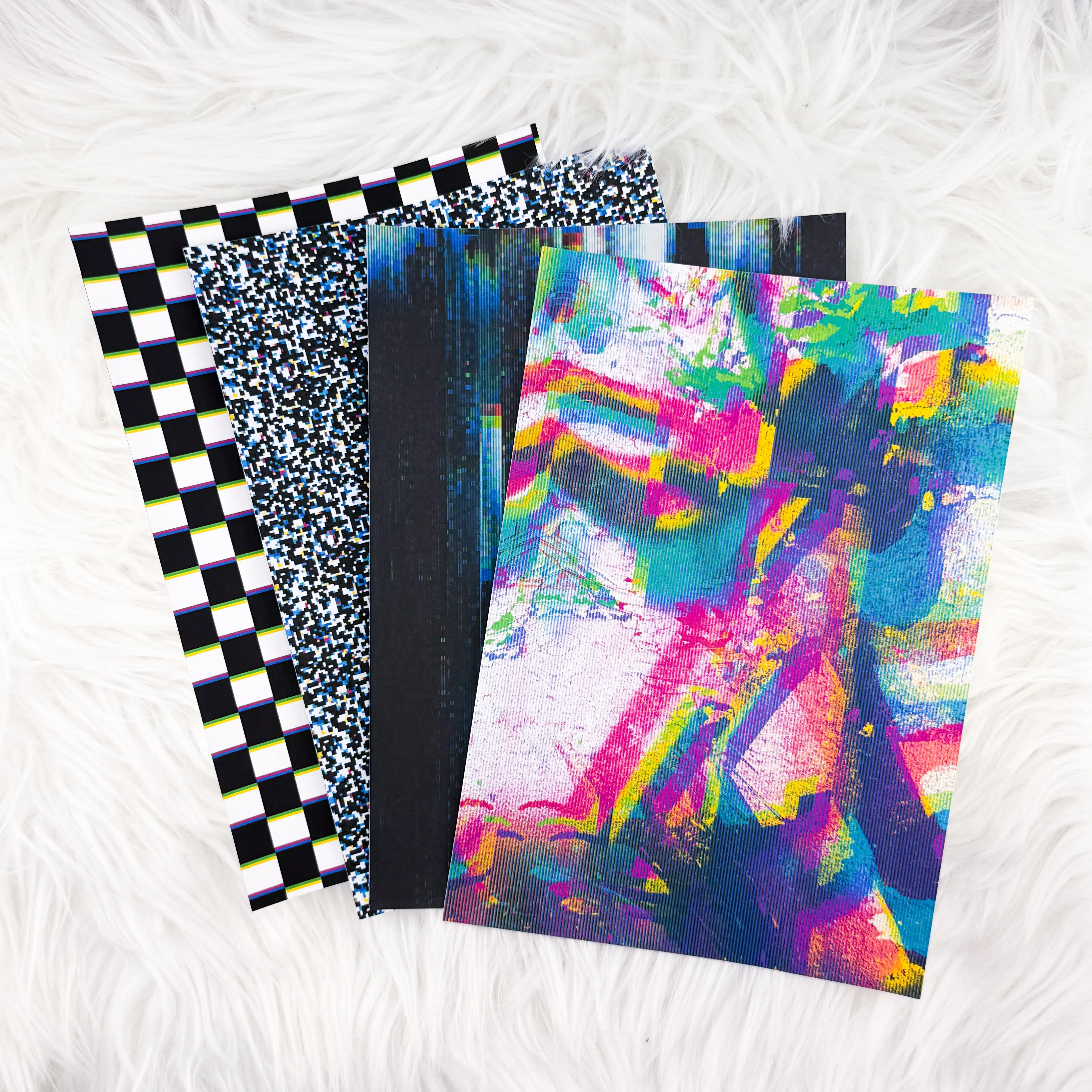 Glitch Journal Background Set | 4 A5 Matte Sticker Sheets