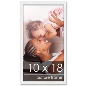 10x18 White Wood Picture Frame - UV Acrylic, Foam Board Backing, Hanging Hardware