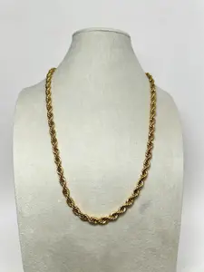 14K Gold Plated Rope Chain Necklace for Men Women, 6mm Thick Stainless Steel Twist Twisted Chain, Hip Hop Punk Fashion Jewelry, Tarnish Resistant Solid Look Link Necklace, Daily Casual Street Wear