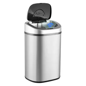 Nine Stars Automatic Trash Can, 21 Gallon Stainless Steel, Motion Sensor Hands Free Soft Close Lid Garbage Bin, Silver