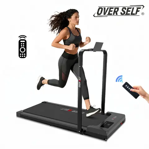 OVER SELF Folding Treadmill with Manual Adajustable Incline for Home Gym Workout, Low Noise Motor, 300 LBS Capacity & Dual Shock Absorption, Adajustable Incline Treadmill, Foldable Treadmills, Running