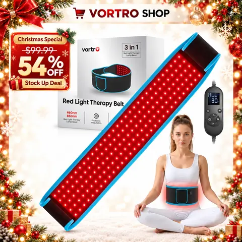 VORTRO Red Light Therapy Lamp Belt, with 150 Upgraded 3 in 1 LED Beads, 660nm& 850nm Red Light Therapy for Body Waist Back Knees Shoulder Legs,for Full-Body Soreness Relief / Muscle Recovery/Scar Reduction,Holiday Gifts / Christmas Gifts