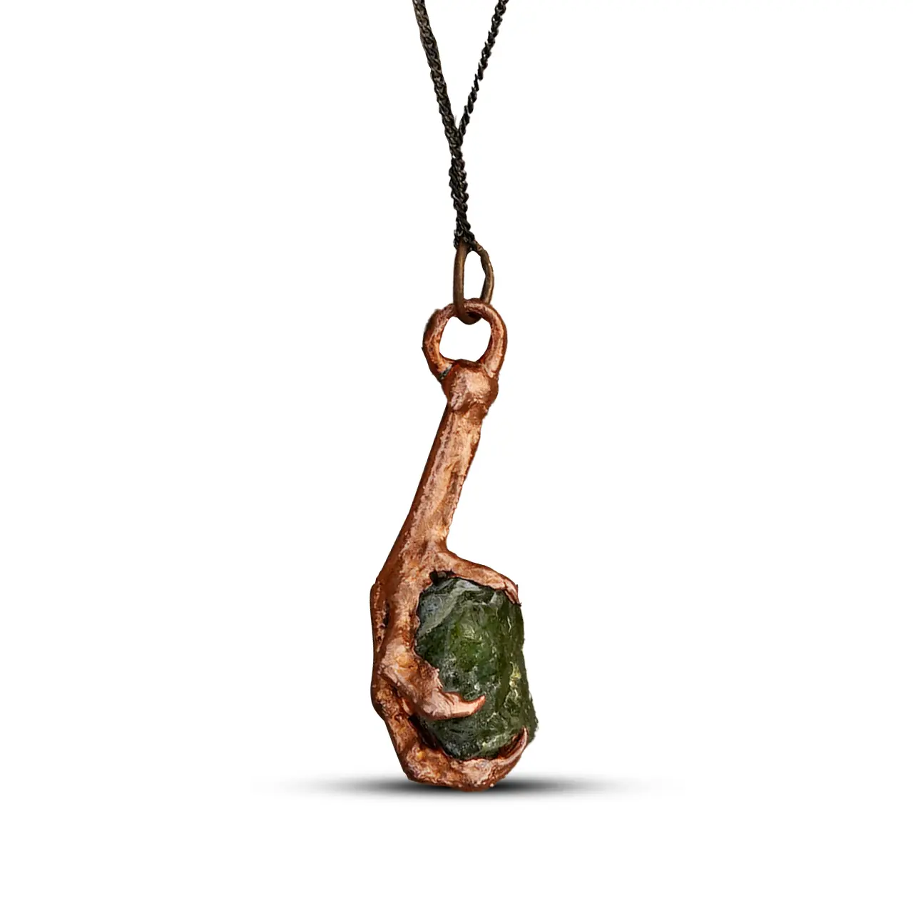 Copper Claw Pendant Necklace Natural Peridot Gemstone Jewelry
