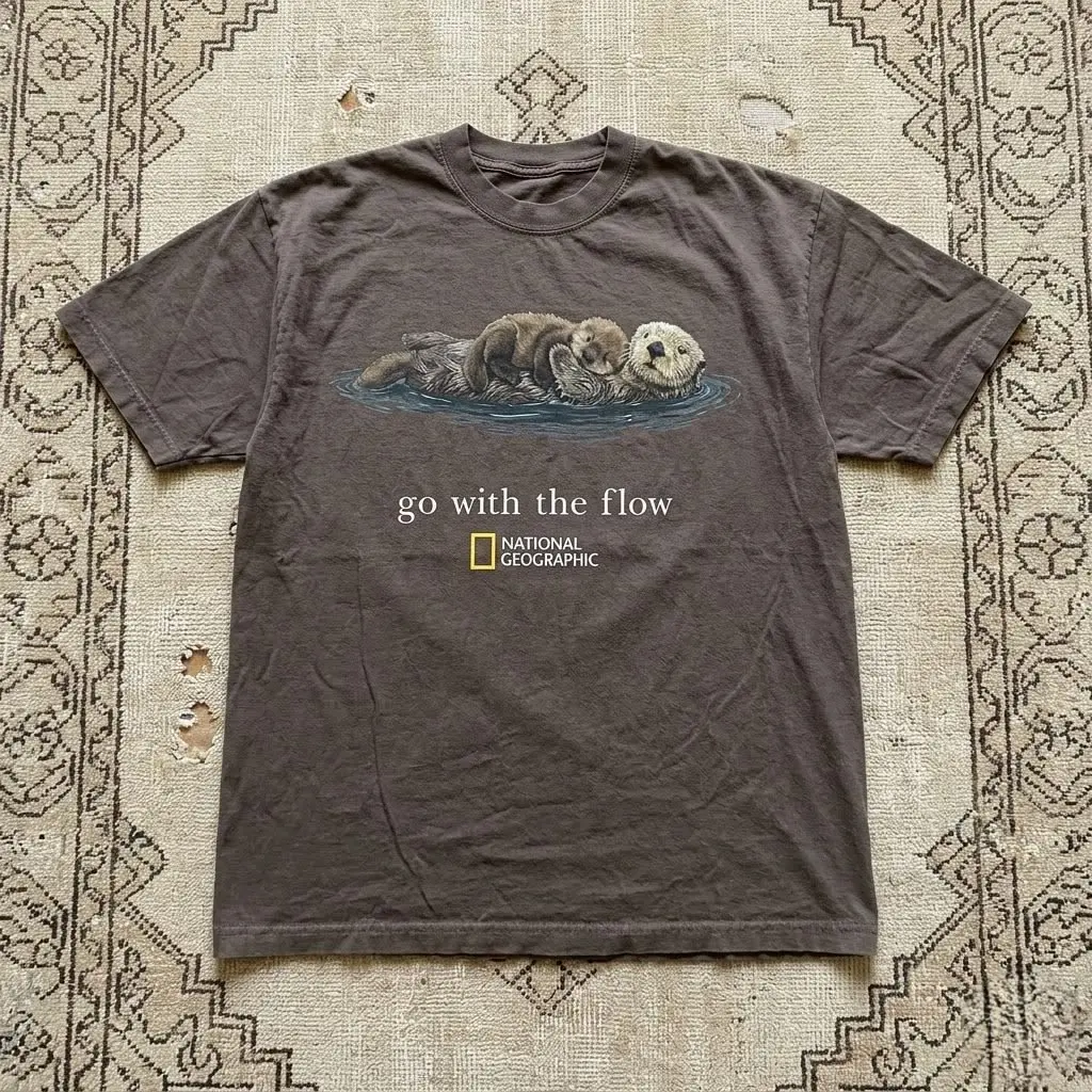 National Geographic "Go with the Flow" Unisex T-Shirt, Premium Cotton T-Shirt, Soft Cotton, Full Size, Gift For Men & Women