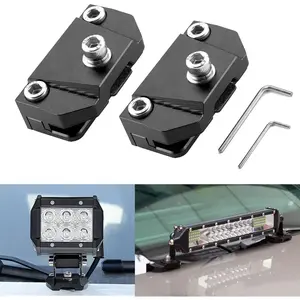 Ditch Light Brackets Hood Mount - 2PCS Universal LED Light Bar Mounting Brackets Hood Hinge Pillar Pod Fog Light Brackets Clamp M6 for Car Truck Off-Road Accessories No Drilling CNC Aluminum Black
