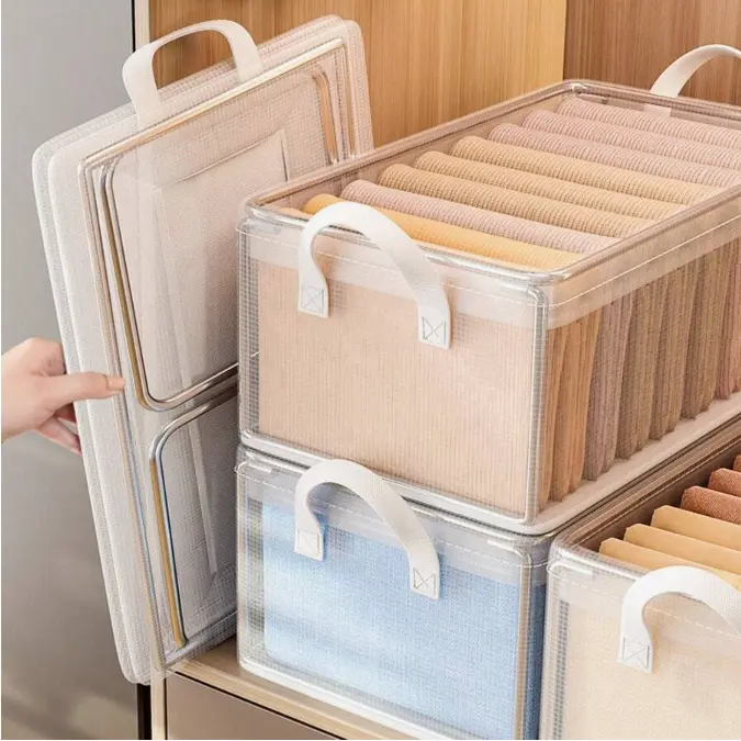 4/1pcs, Waterproof Steel Frame Storage Box, Reinforced Handle, Stackable Storage Box, Practical Storage Box, Suitable For Daily Storage, Household Sundries Storage, Clothing Storage, A Space-Saving Helper.