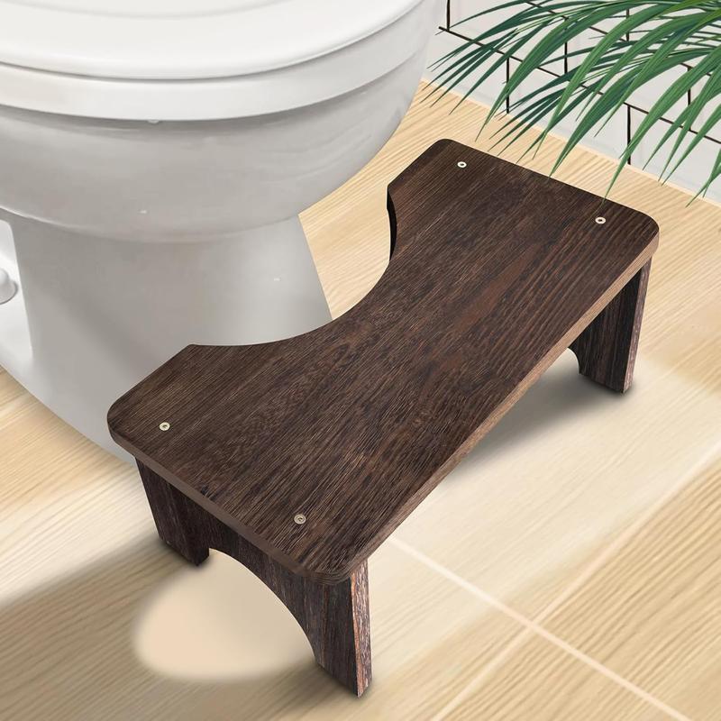 Wooden Toilet Stool 7 Inch Height for Adults, Portable Squatting Poop Stool, Non-Slip Bathroom Potty Stool for Healthy Posture, Sturdy Wooden Bathroom Organizer