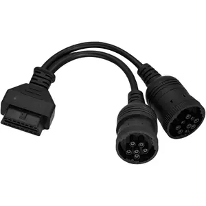 OBD 6pin 9pin J1708 J1939  for  6+9pin to OBD2 16pin Adapter Fit for Cummins Heavy Duty  Scanner  OBD to 9 pin J1939 6pin J1708 Split Y Connector for Diesel Diagnostic Tool